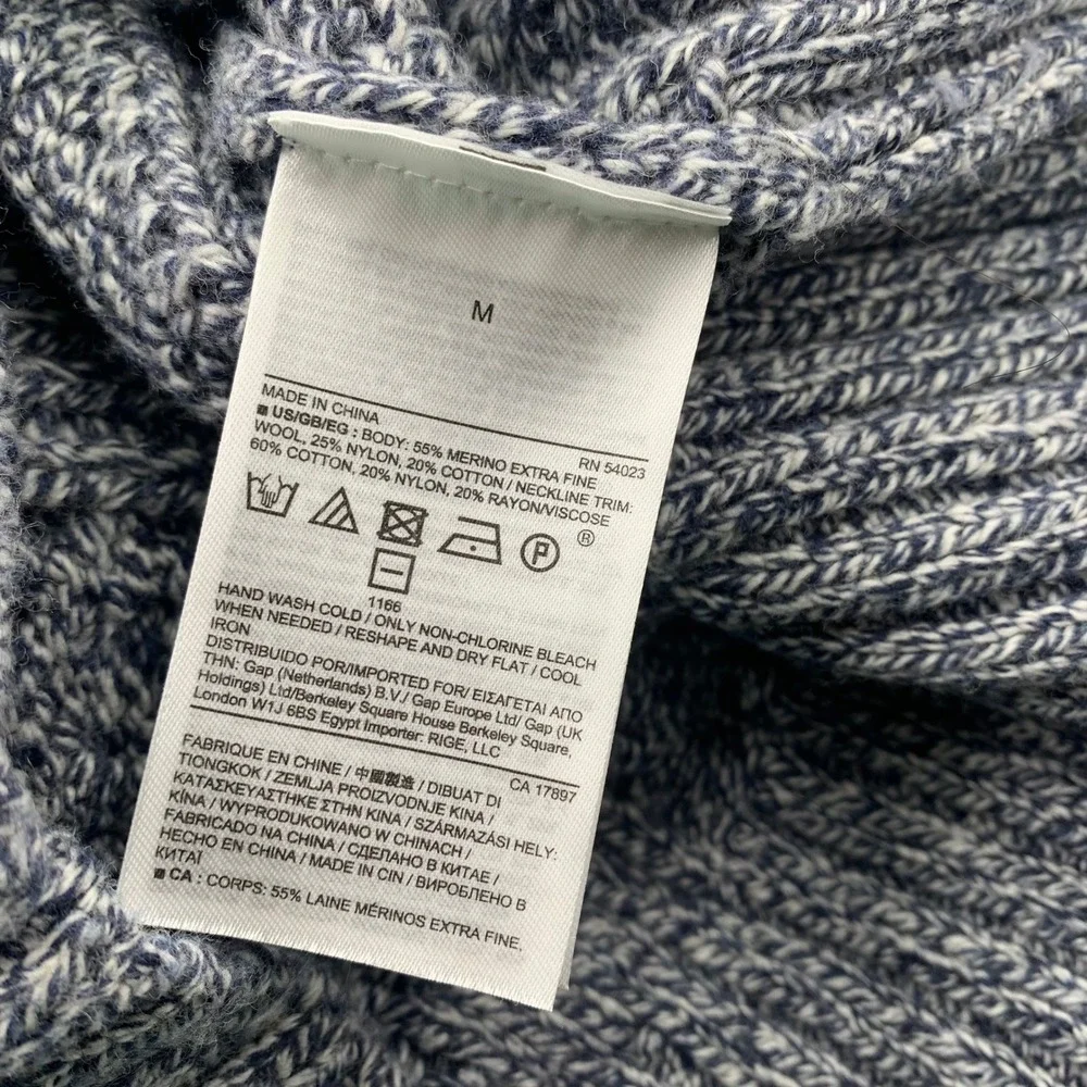 Banana Republic Sweater Mens M Blue Excellent Merino Wool Blend Cable Knit